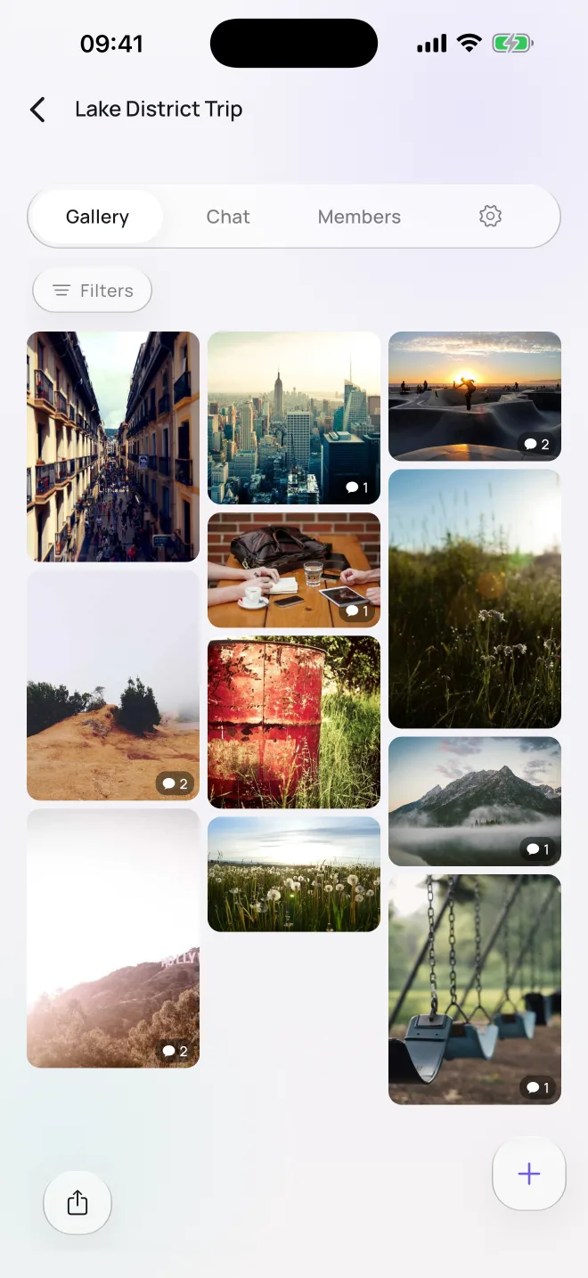 A Vibn group gallery on an iPhone